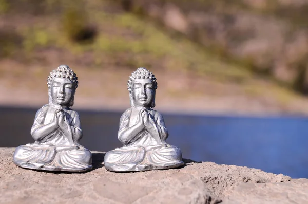 One Ancient Buddha Statue Ocean — Stock Photo, Image