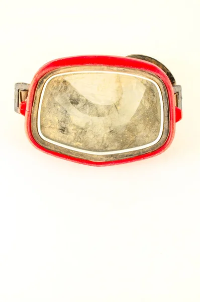 Närbild Vintage Scuba Mask Objekt Vit Bakgrund — Stockfoto