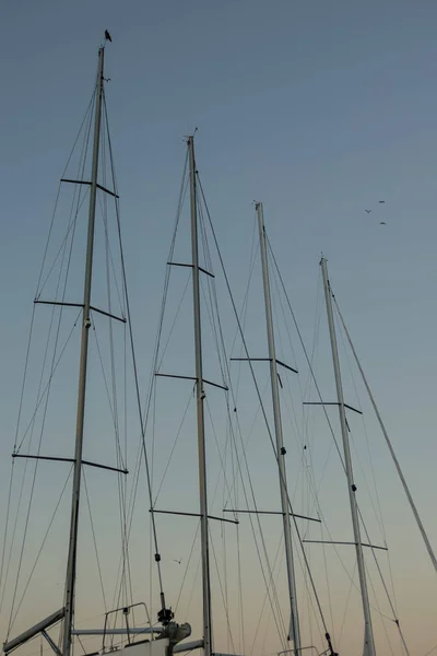 游船的桅杆和索具 美丽的照片数码图片 — 图库照片