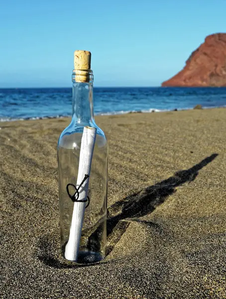 Message in a Bottle on the sand Beach