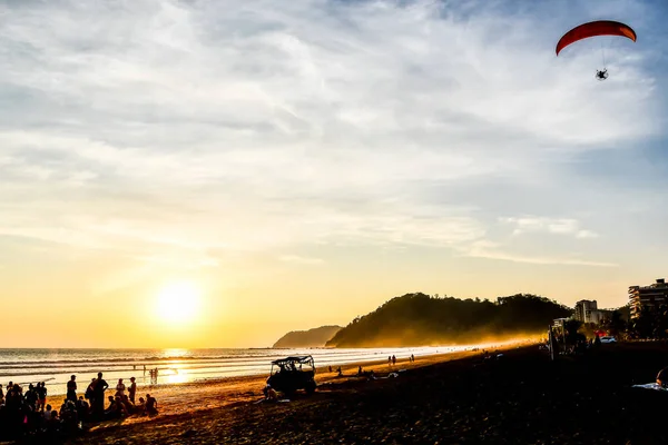 Zonsondergang Het Strand Foto Als Achtergrond Digitale Afbeelding — Stockfoto