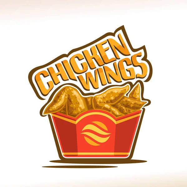Vector Logo Voor Chicken Wings Poster Met Krokante Kentucky Gebakken — Stockvector