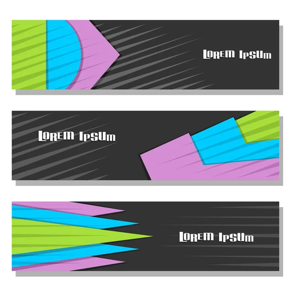 Vektor Set Aus Horizontalen Futuristischen Bannern Layouts Für Website Header — Stockvektor