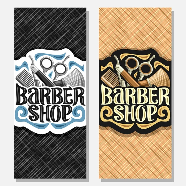 Vector Vertical Banners Barber Shop Logo Professional Beauty Accessories Original — Stock Vector