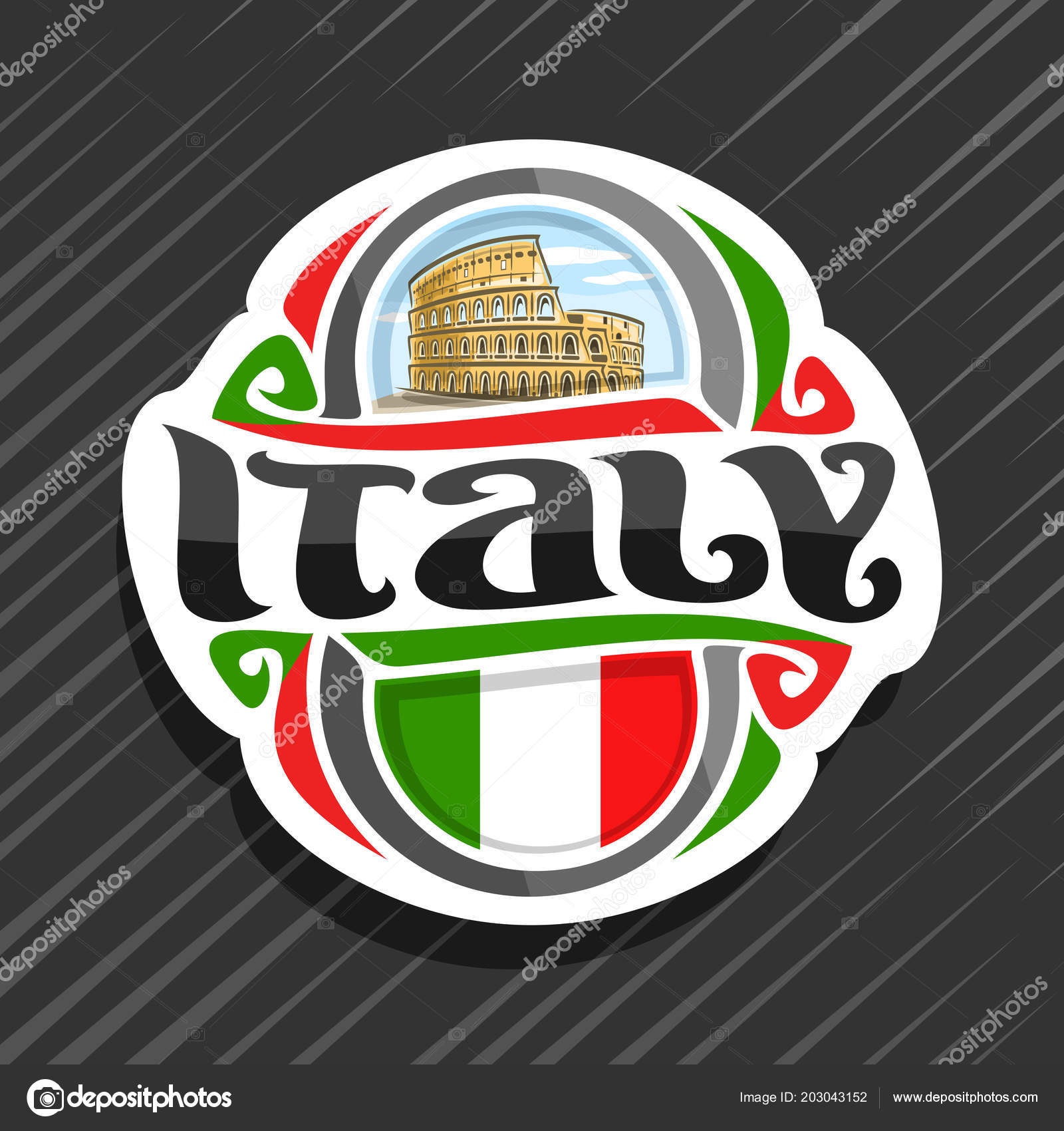 Vector Logo Italy Country Fridge Magnet Italian Flag Original