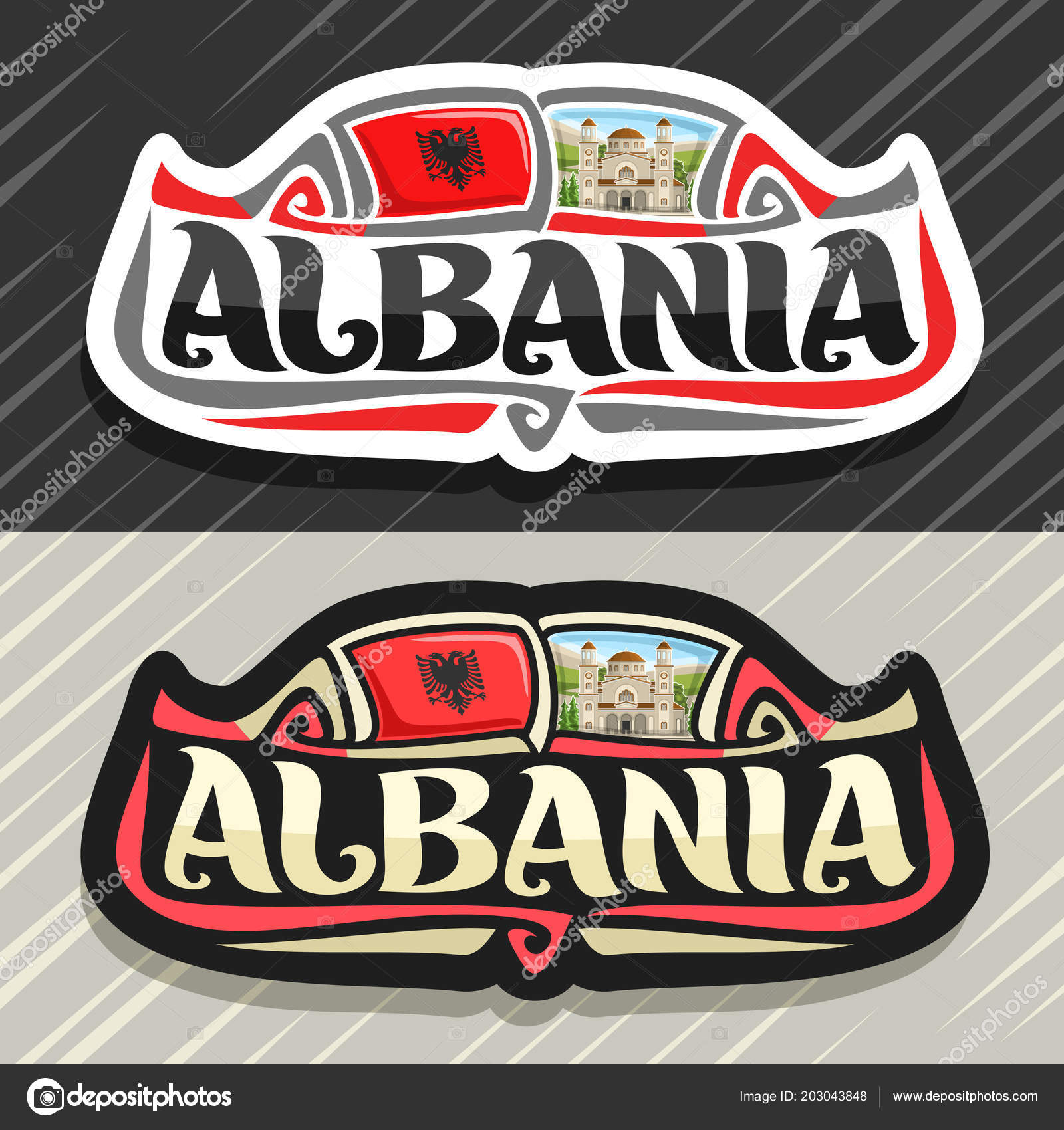 Vector Logo Albania Country Fridge Albanian State Flag Original