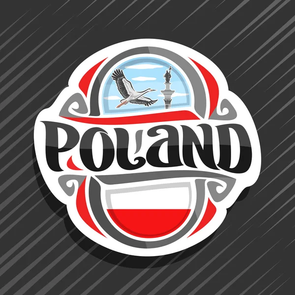 Logo Vectoriel Pour Pays Pologne Aimant Pour Réfrigérateur Avec Drapeau — Image vectorielle