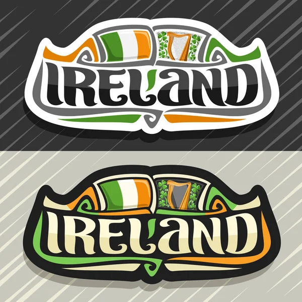 Logotipo Vetor Para País Irlanda Ímã Geladeira Com Bandeira Irlandesa —  Vetores de Stock