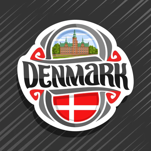 Logo Vectoriel Pour Pays Danemark Aimant Réfrigérateur Avec Drapeau Danois — Image vectorielle