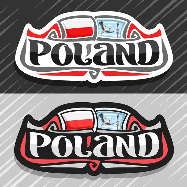 Векторний Логотип Країни Польща Холодильник Магніт Польський Прапор Оригінальні Пензля — стоковий вектор