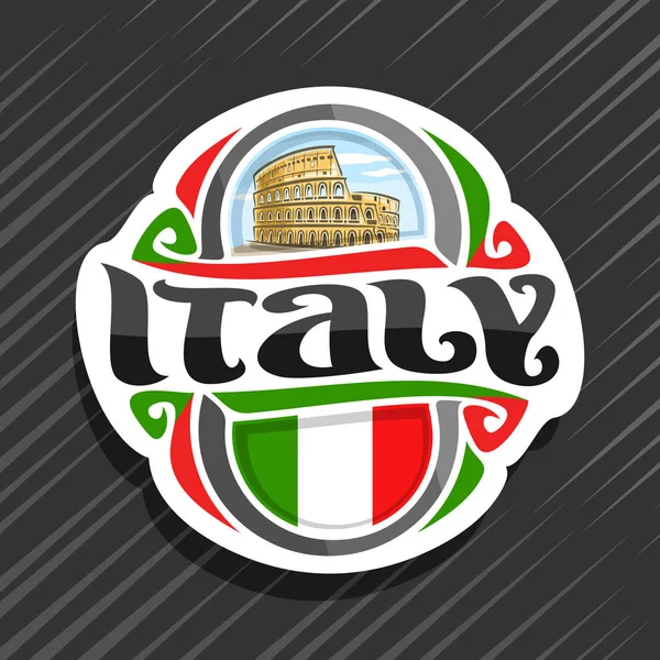 Logo Vectoriel Pour Pays Italie Aimant Réfrigérateur Avec Drapeau Italien — Image vectorielle