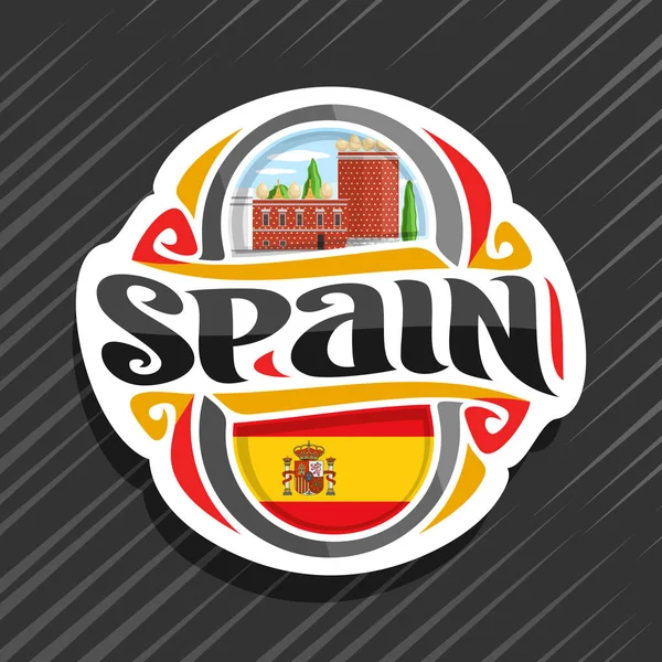 Vektor Logo Für Spanien Kühlschrankmagnet Mit Spanischer Flagge Originale Pinselschrift — Stockvektor
