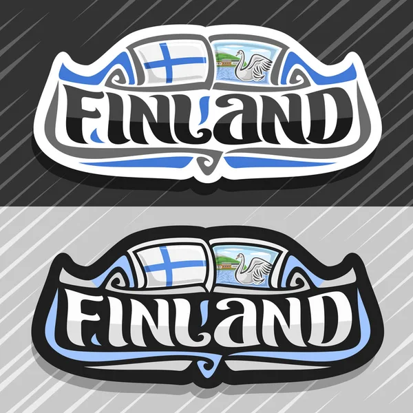 Logo Vectoriel Pour Pays Finlande Aimant Pour Réfrigérateur Avec Drapeau — Image vectorielle