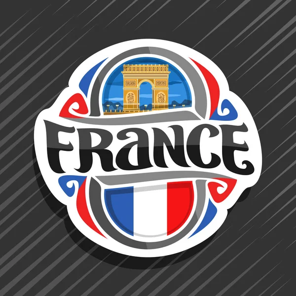 Vektor Logo Für Frankreich Kühlschrankmagnet Mit Französischer Flagge Originale Pinselschrift — Stockvektor
