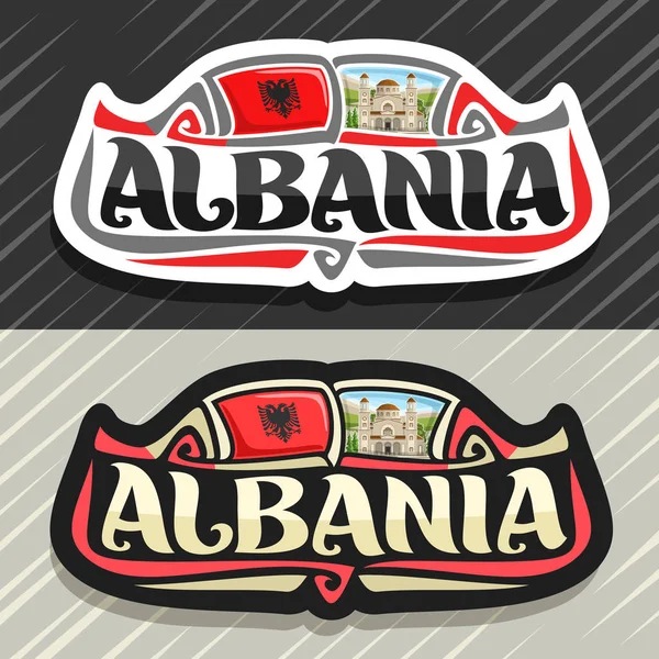 Logotipo Vectorial Para País Albania Imán Nevera Con Bandera Del — Vector de stock