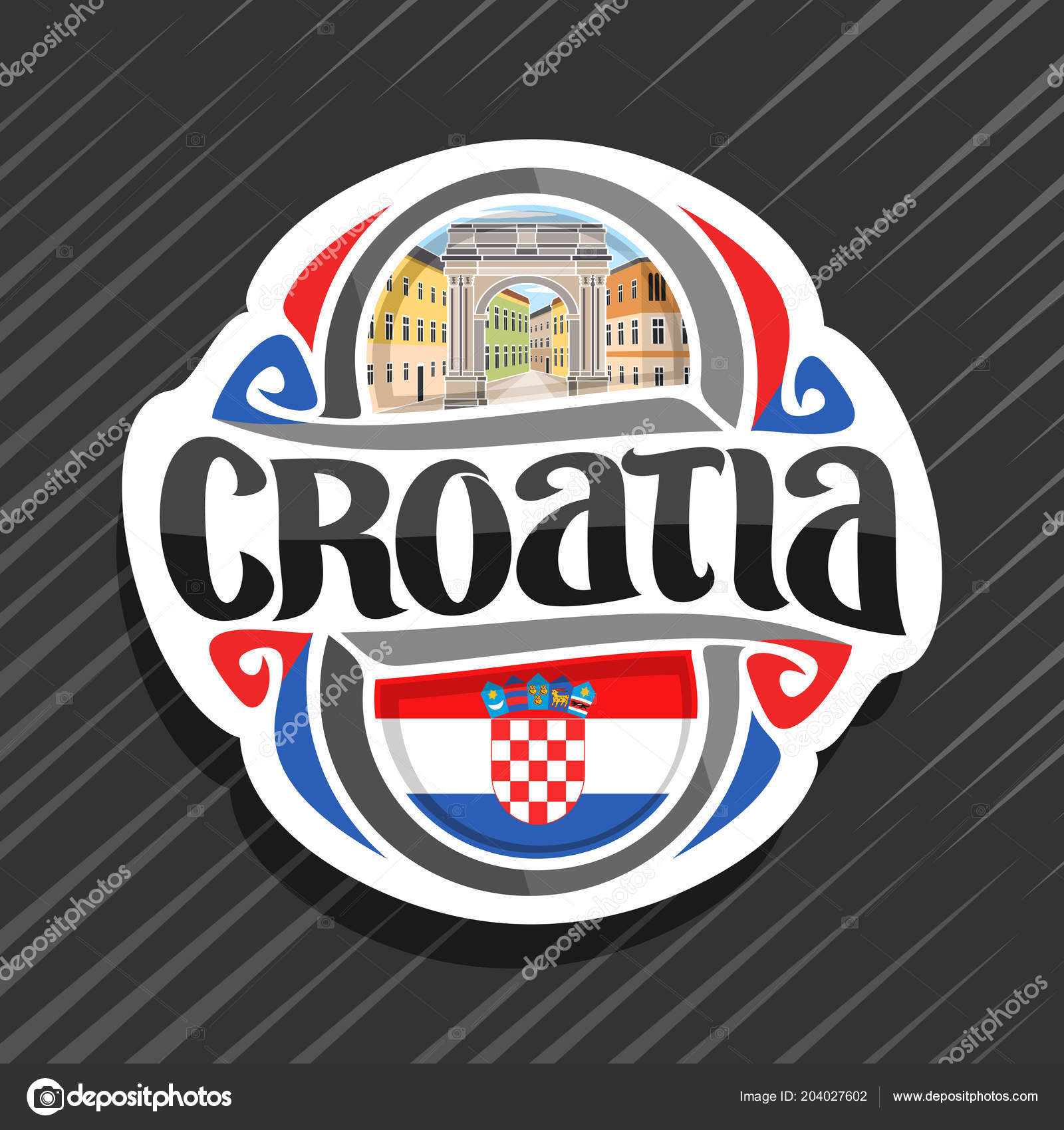 Vector Logo Croatia Country Fridge Magnet Croatian Flag Original Brush Vector Image By C Mihmihmal Vector Stock 204027602