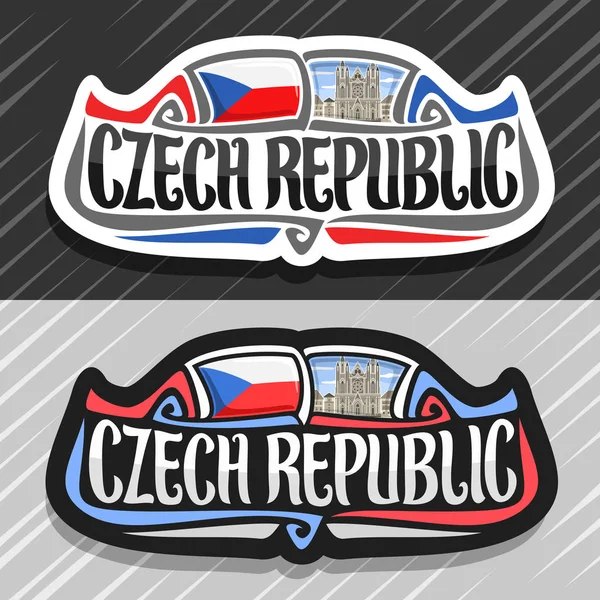Çek Cumhuriyeti Çek Devlet Bayrağı Ile Buzdolabı Mıknatıs Kelime Çek — Stok Vektör