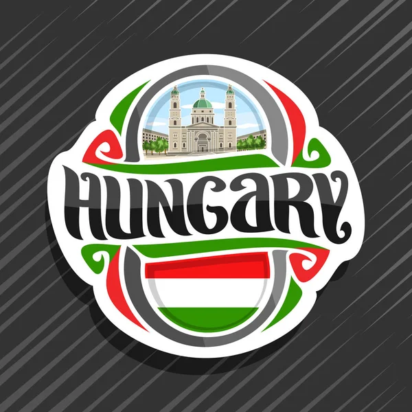 Logotipo Vectorial Para País Hungría Imán Nevera Con Bandera Húngara — Vector de stock