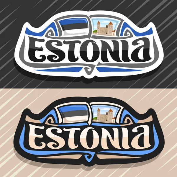 Logo Vettoriale Paese Dell Estonia Calamita Frigo Con Bandiera Stato — Vettoriale Stock