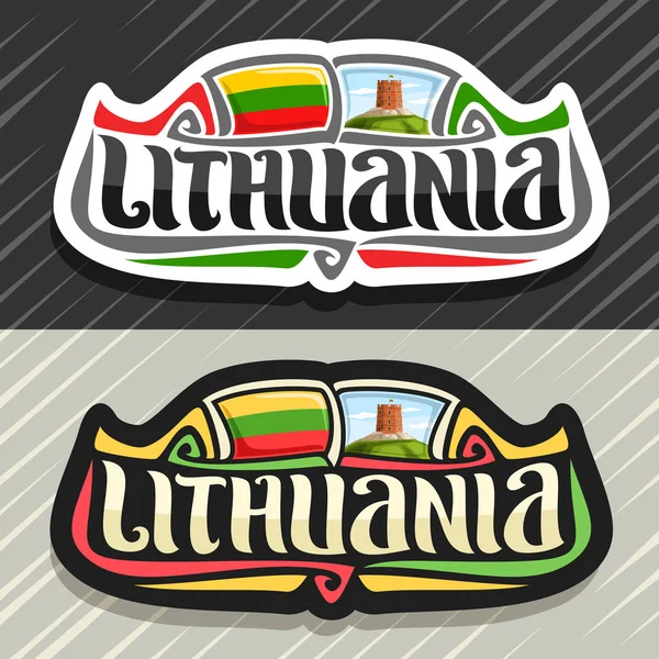 Logo Vettoriale Paese Lituano Calamita Frigo Con Bandiera Lituana Carattere — Vettoriale Stock