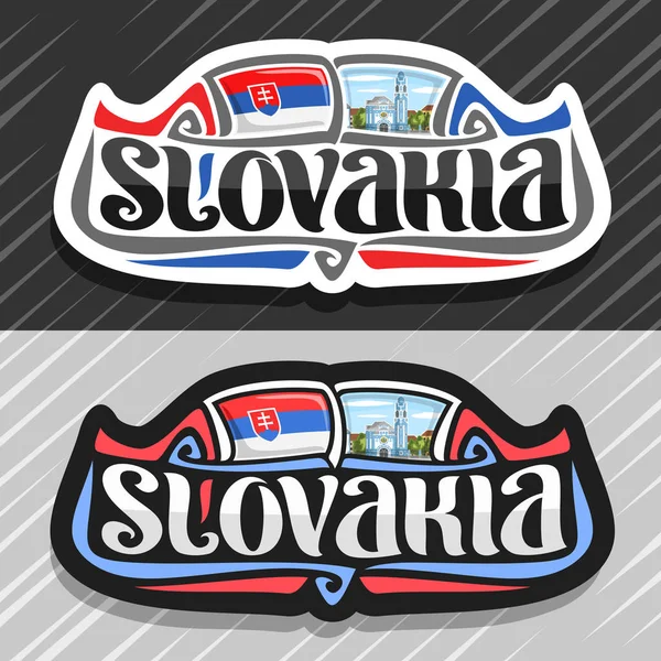 Vector Logo Slovakiet Land Køleskab Magnet Med Slovakisk Flag Pensel – Stock-vektor