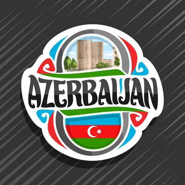 Vektor Logo Für Azerbaijan Land Kühlschrankmagnet Mit Azerbaidschanischer Staatsflagge Originale — Stockvektor