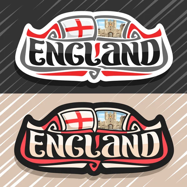Logo Vettoriale Inghilterra Calamita Frigo Con Bandiera Inglese Carattere Originale — Vettoriale Stock
