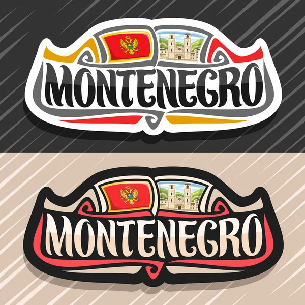 Vektor Logo Für Montenegro Kühlschrankmagnet Mit Montenegrinischer Flagge Originale Pinselschrift — Stockvektor