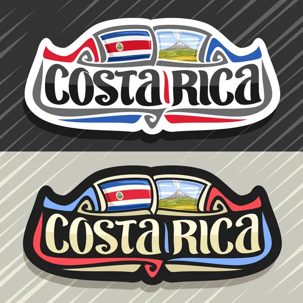 Векторный Логотип Страны Коста Рики Магнит Холодильник Флагом Штата Оригинальный — стоковый вектор