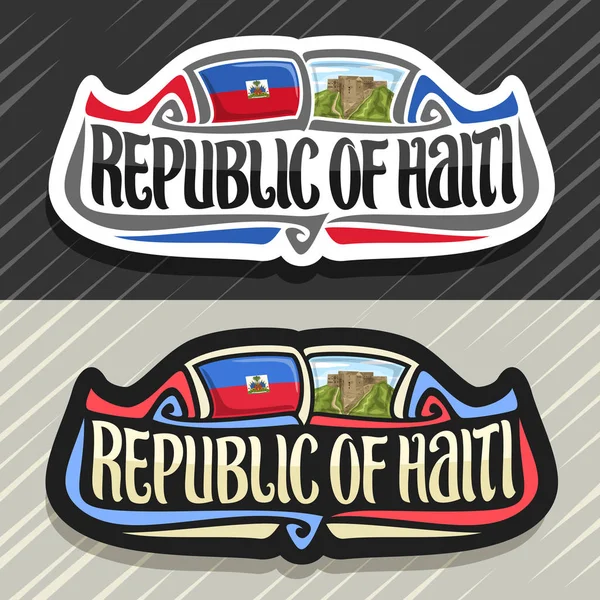 Vektor Logo Köztársaság Haiti Haiti Állam Lobogója Eredeti Ecset Betűtípust — Stock Vector