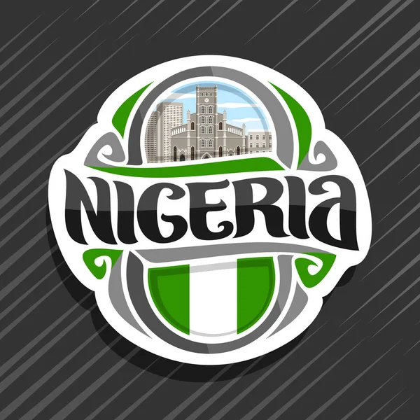 Logotipo Vetor Para País Nigéria Ímã Geladeira Com Bandeira Nigeriana — Vetor de Stock