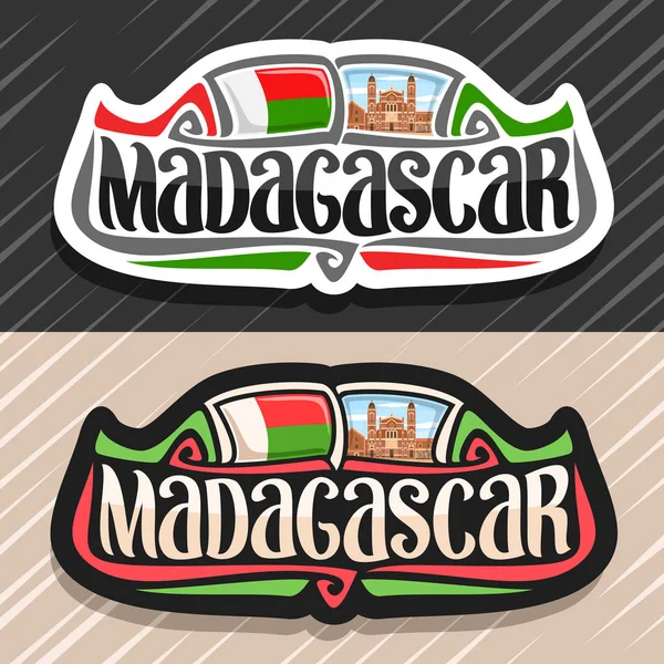 Logotipo Vectorial Para País Madagascar Imán Nevera Con Bandera Estatal — Vector de stock