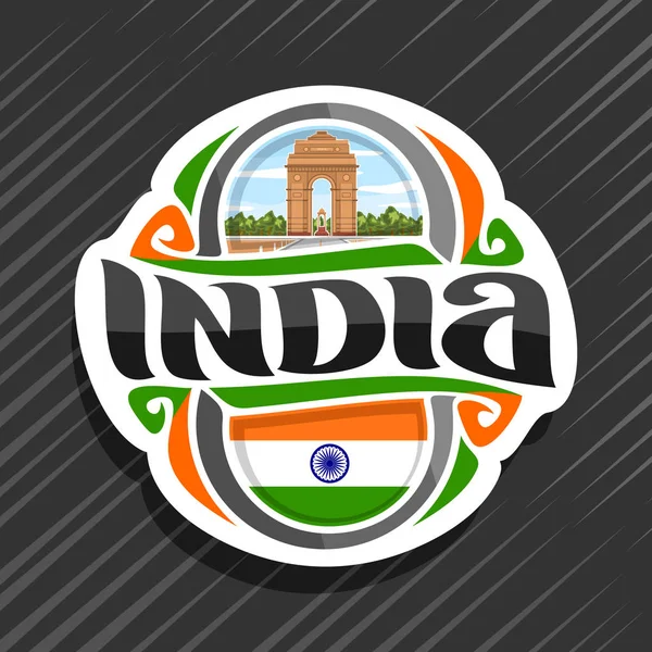 Logo Vektor Untuk Negara India Magnet Kulkas Dengan Bendera Negara - Stok Vektor