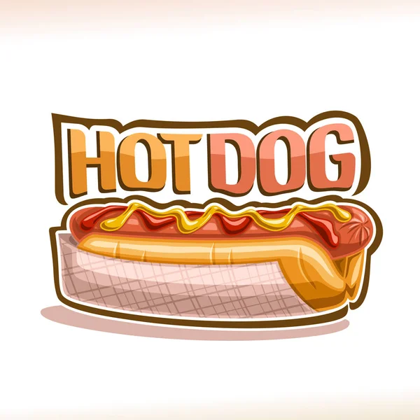 Poster Vektor Untuk Hot Dog Sosis Daging Babi Dalam Roti - Stok Vektor