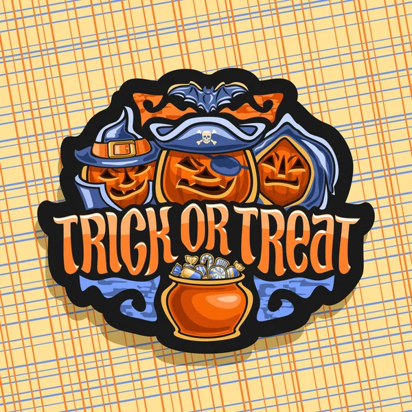 Logotipo Vectorial Para Las Vacaciones Halloween Signo Negro Con Calabazas — Vector de stock