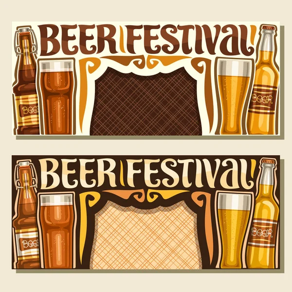 Vector Banners Beer Festival Flyers Pint Glasses Draft Czech Pilsner — Stock Vector