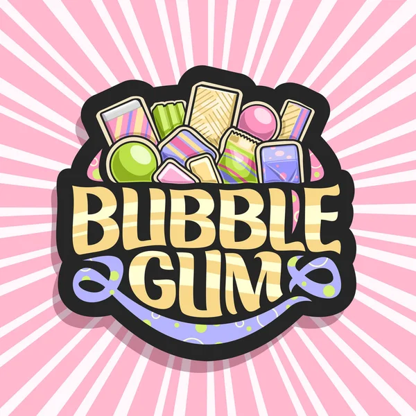 Vektorové Logo Pro Žvýkačky Temné Znamení Haldy Barevné Žvýkací Bubblegums — Stockový vektor
