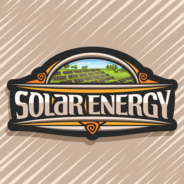 Vektor Logo Für Solarenergie Dunkles Kreatives Etikett Mit Vielen Photovoltaik — Stockvektor