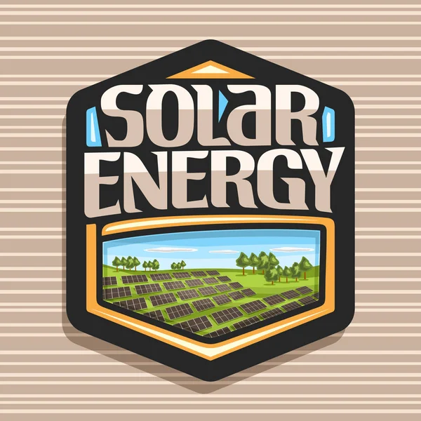 Vector Logo Solar Energy Dark Hexagonal Sticker Many Photovoltaic Panels — Stock Vector