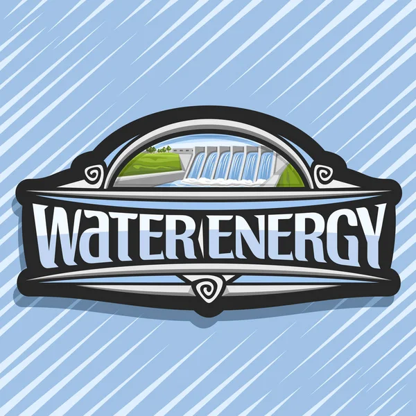 Векторный Логотип Водной Энергетики Темная Креативная Наклейка Мини Гидроэлектростанцией Летних — стоковый вектор