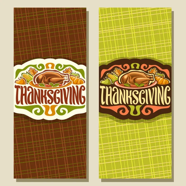 Vector Greeting Cards Thanksgiving Day Autumn Leaflet Thanks Giving Holiday — Stock Vector