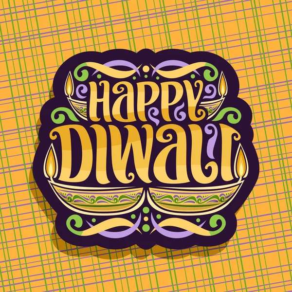 Logo Vectorial Para Indian Diwali Etiqueta Oscura Para Vacaciones Religiosas — Archivo Imágenes Vectoriales