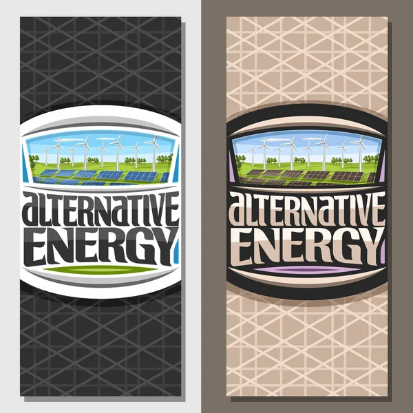 Vektorové Bannery Pro Alternativní Zdroje Energie Brožura Pole Solární Panely — Stockový vektor