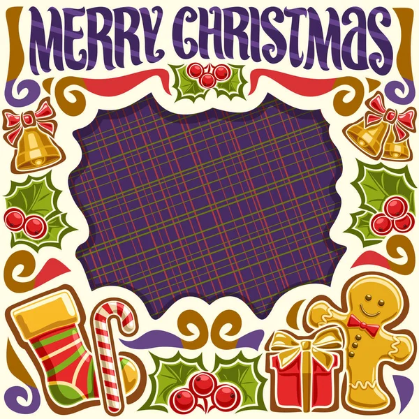 Marco Vectorial Para Feliz Navidad Cartel Blanco Con Calcetines Para — Archivo Imágenes Vectoriales