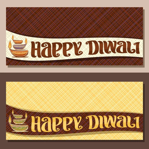 Vector Banners Indian Diwali Copy Space Invite Religious Hindu Holiday — Stock Vector