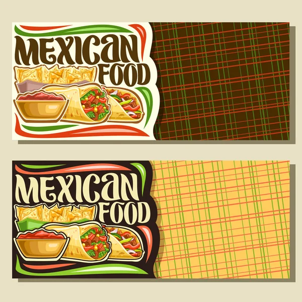 Banderas Vectoriales Para Comida Mexicana Con Espacio Para Copiar Vales — Archivo Imágenes Vectoriales