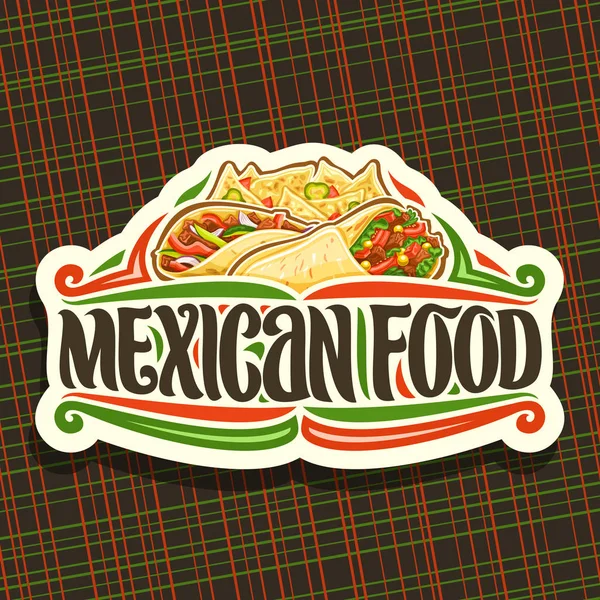 멕시코 음식에 로고를 고추와 치즈와 신선한 아이콘 멕시코 패스트 푸드에 — 스톡 벡터