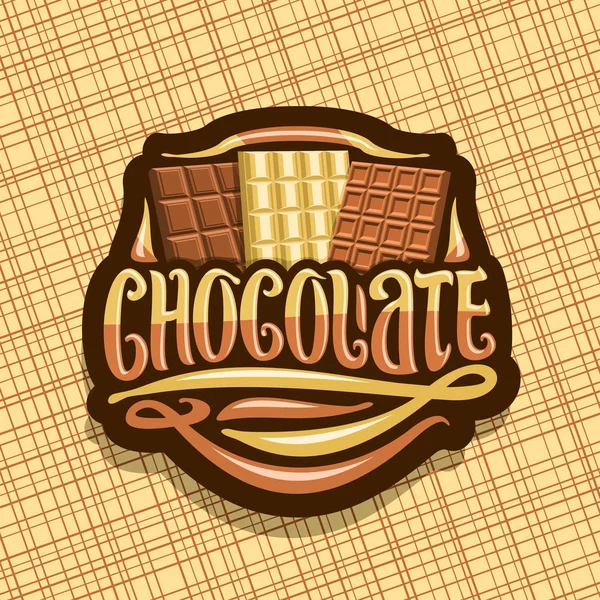 パッケージ 単語チョコレート オリジナル ブラシ書体 なココア デザートのセット全体プレミアム チョコレート バーの 種類の選択とチョコレート ダークの装飾的な記号のためのロゴをベクターします — ストックベクタ