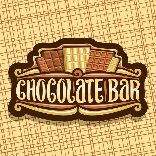 Vektor Logotypen För Chocolate Bar Mörka Dekorativa Retro Skylt Med — Stock vektor