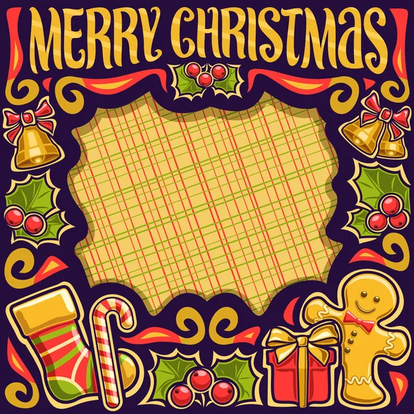 Marco Vectorial Para Feliz Navidad Cartel Oscuro Con Calcetines Para — Archivo Imágenes Vectoriales